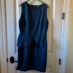 W118 by Walter & Baker Navy textured peplum dress